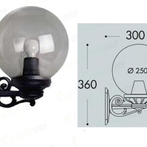 Bisso/G250 Nero con Globo Trasparente E27 250mm